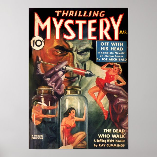 Póster Vintage Thrilling Mystery Mad Scientip Pulp Ficti (Frente)
