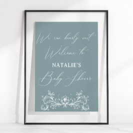 Póster Vintage Timeless Floral Blue Baby Shower