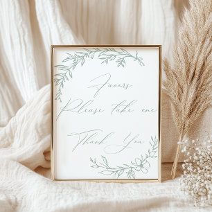 Póster Vintage Timeless Floral Green Baby Shower Favores