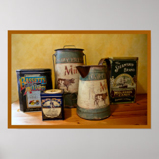 Póster Vintage Tins and Jugs