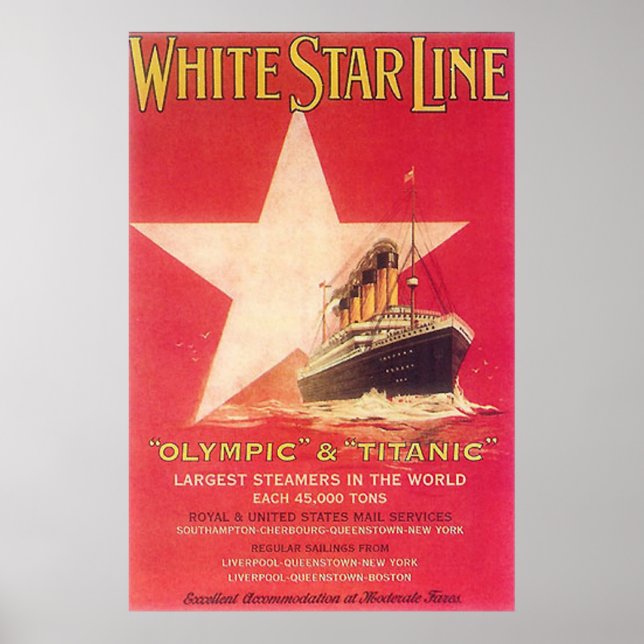 Póster Vintage Titanic White Star (Frente)