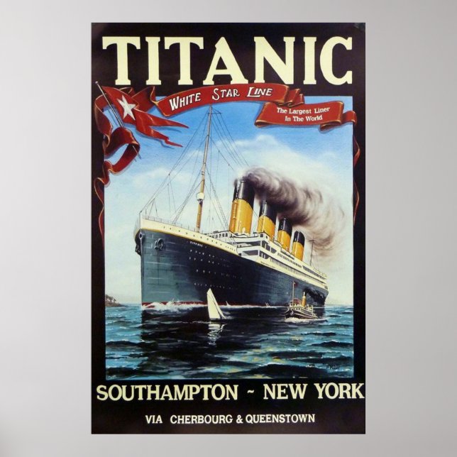 Póster Vintage Titanic White Star Line 1912 (Frente)