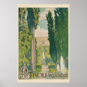 Póster Vintage Tivoli Italia Villa Travel