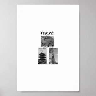 Póster Vintage Tokio Ropa Callejera Japonesa Negro y Bl