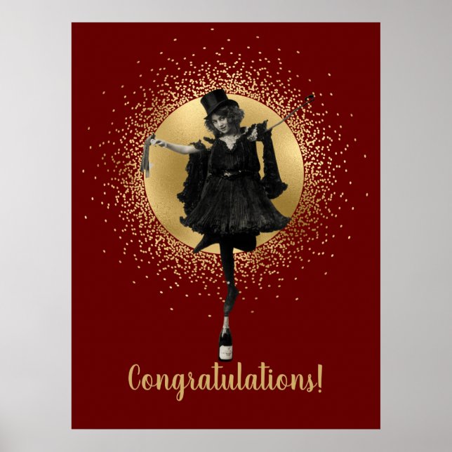 Póster Vintage Top Hat Dancer Felicitaciones Poster (Frente)