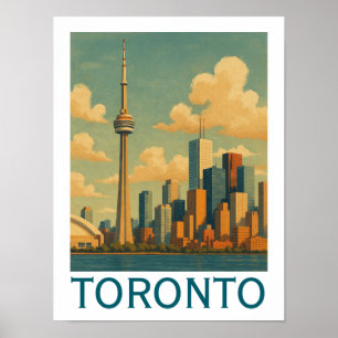 Póster Vintage Toronto Canada - Línea aérea de la torre C