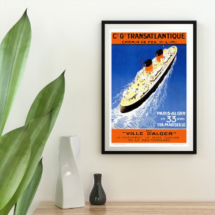 Póster Vintage Transatlantic Cruise Ship Poster
