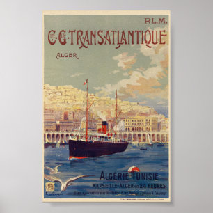 Póster Vintage Transatlántico Argel 1901