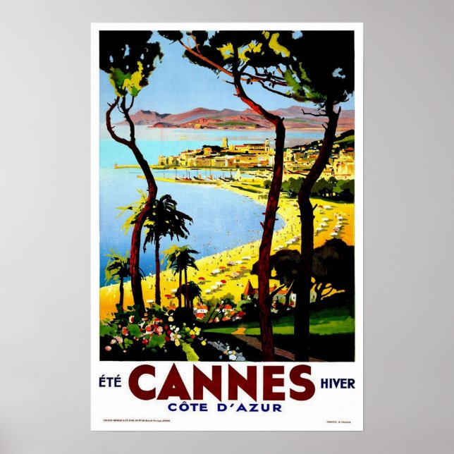 Póster Vintage travel,Cannes (Frente)