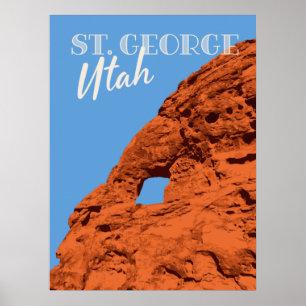 Póster Vintage Travel Hike St. George Utah rock formation