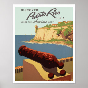 Póster Vintage Travel Poster, Discover Puerto Rico!