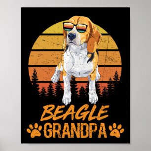 Póster Vintage Tricolor Beagle Dog Abuelo Paw Papá Padre