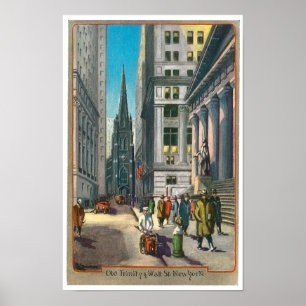 Póster Vintage Trininty viejo y Wall Street