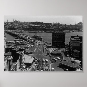 Póster Vintage Turkey Istanbul Karakoy Galata