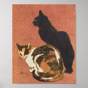Póster Vintage Two Cats Painting Steinlen