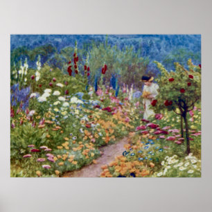 Póster Vintage un jardín inglés del país
