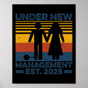 Póster Vintage Under New Management Est 2025 Boda Groo