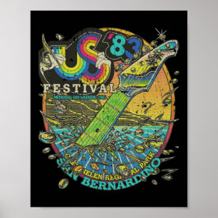 Póster Vintage US Festival 1983 Colorido arcoiris Music F