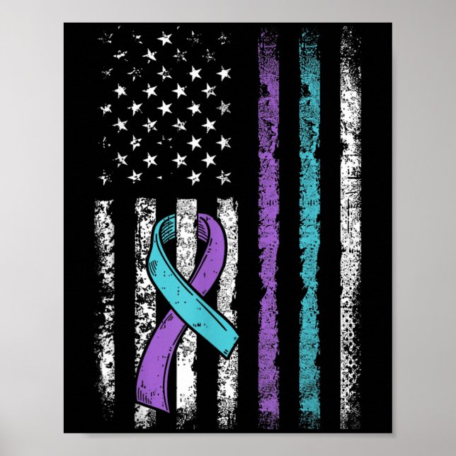 Póster Vintage Usa American Flag Suicide Prevention Aware (Frente)