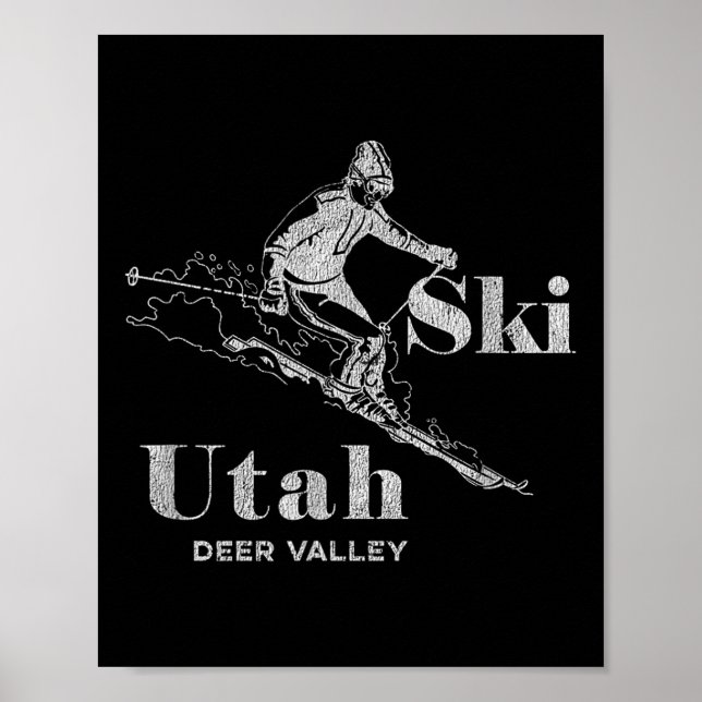 Póster Vintage Utah Deer Valley Skip Tee (Frente)