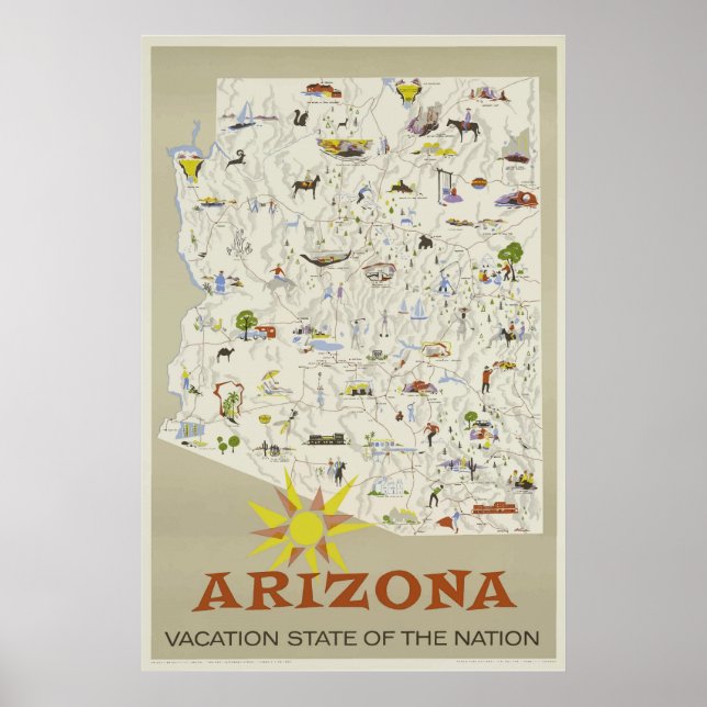 Póster Vintage Vacation State Arizona Travel Poster (Frente)