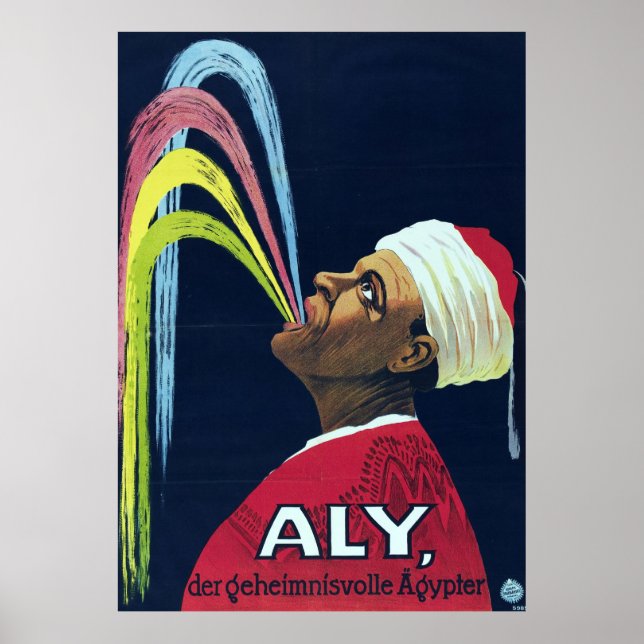 Póster Vintage Vaudeville Aly, el misterioso egipcio (Frente)