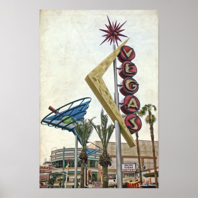 Póster Vintage Vegas Neon Rótulo Poster (Frente)