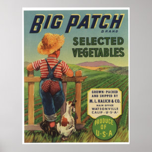 Póster Vintage Vegetales Antiguos Etiquetas de la tasa de