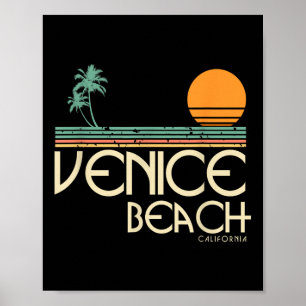 Póster Vintage Venice Beach California Sunset Palms