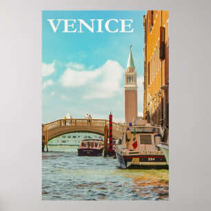 Póster Vintage Venice Italy Travel