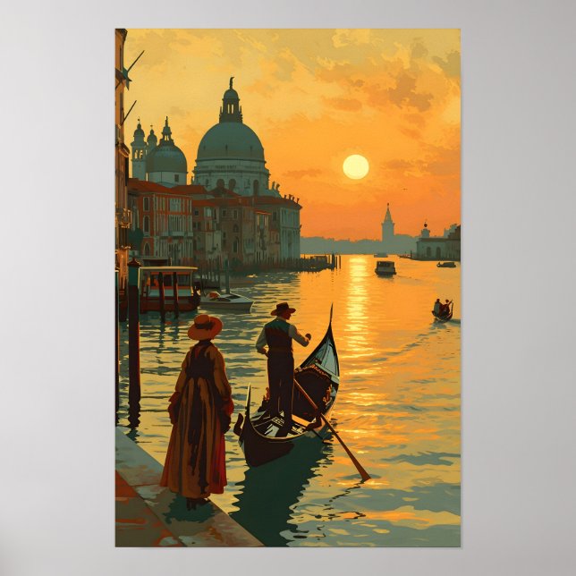 Póster Vintage Venice Sunset (Frente)
