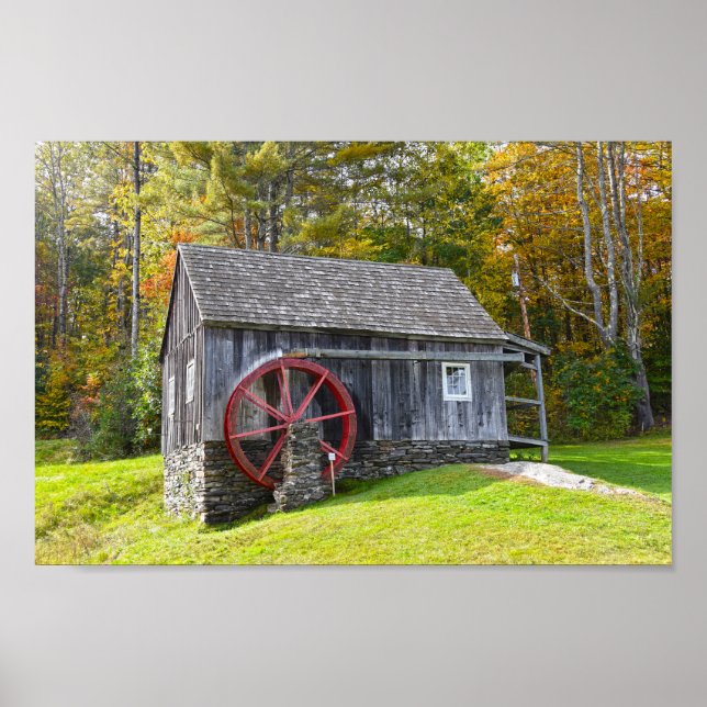 Póster Vintage Vermont Gristmill (Frente)