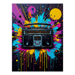 Póster Vintage Vibes: Retro Radio Graffiti