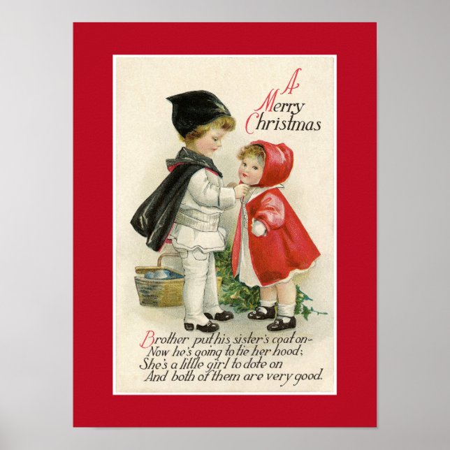 PÓSTER VINTAGE VICTORIAN POSTER "A MERRY NAVIDAD" (Frente)