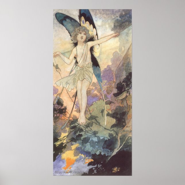 Póster Vintage victoriano Butterfly Fairy de Robinson (Frente)