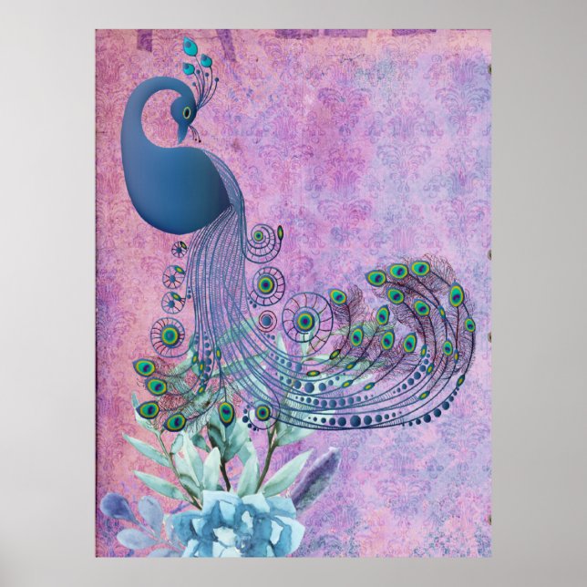 Póster *~* Vintage victoriano Peacock Art Nouveau AR24 (Frente)