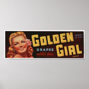 Póster Vintage Viejas Uvas Fruit Crate Etiquetas