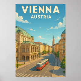 Póster Vintage Vienna Austria Travel Poster