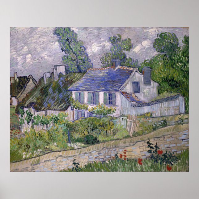 Póster Vintage Vincent van Gogh Houses in Auvers (Frente)