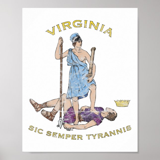 Póster Vintage Virginia Motto Sic Semper Tyrannis (Frente)