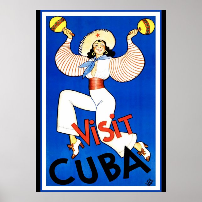 Póster Vintage - Visit Cuba (Frente)