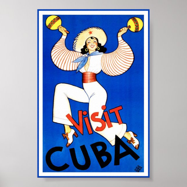 Póster Vintage Visit Cuba Travel Classic Poster Art (Frente)