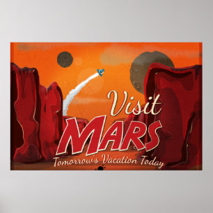 Póster Vintage Visita a Marte