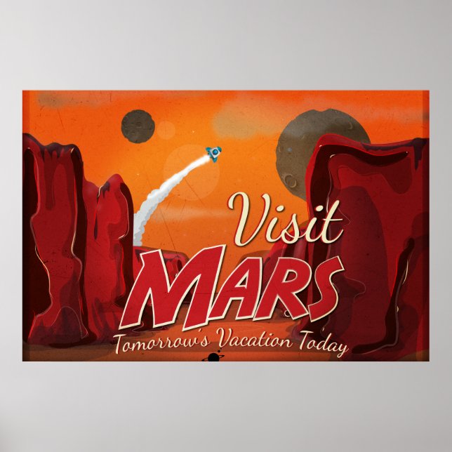 Póster Vintage Visita a Marte (Frente)