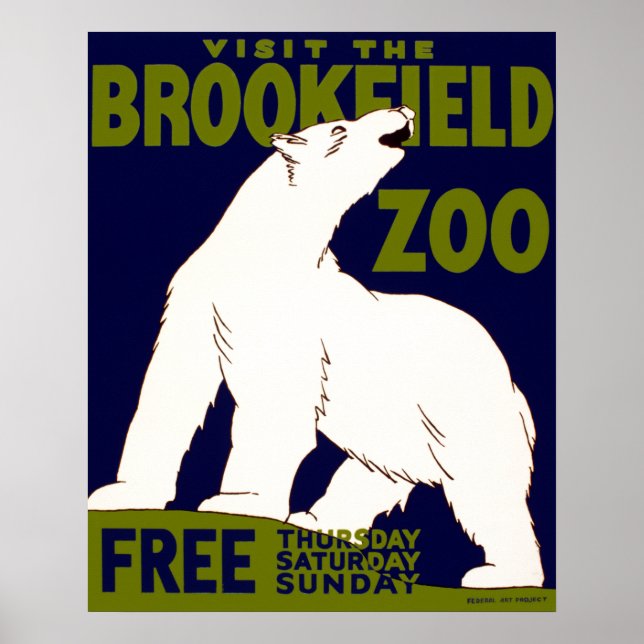 Póster Vintage "Visite el zoológico de Brookfield" Polar  (Frente)