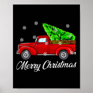 Póster Vintage Wagon Christmas Tree Red Retro Farmer Truc
