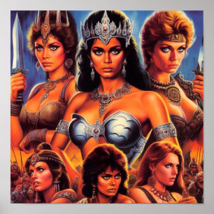 Póster Vintage Warrior Queens
