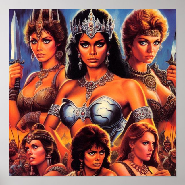Póster Vintage Warrior Queens (Frente)