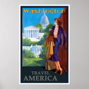 Póster Vintage Washington DC Capitol Travel America