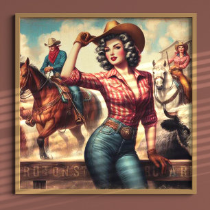 Póster Vintage Western Cowgirl